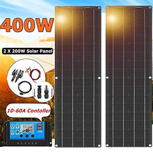 Framy High Efficiency Solar Panel 400W 2 * 200W Black Backplane Battery Charger for Car Yacht Boat RV Camping Caravan Home,Solar Panel Kit 20A