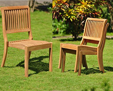 WholesaleTeak New 11 Pc Luxurious Grade-A Teak Wood Outdoor Dining Set - 117" Double Extensions Rectangle Dining Table and 10 Arbor Stacking Armless Chairs #WHDSAB30