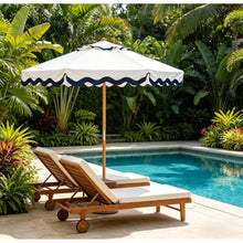 OROTLECT 8.2Ft Classic Vintage Wood Outdoor Patio Umbrella, Pulley Operated, UPF 50+ Sun Shade, For Terrace, Courtyard, Bistro, Pool And Wedding Decoration