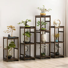 MENGKK Plant Stands Living Room Bedroom Floor Type Plant Rack Indoor Balcony Restaurant Flower Shelf Cloakroom Pot Stand(Brown M 31x31x98cm)