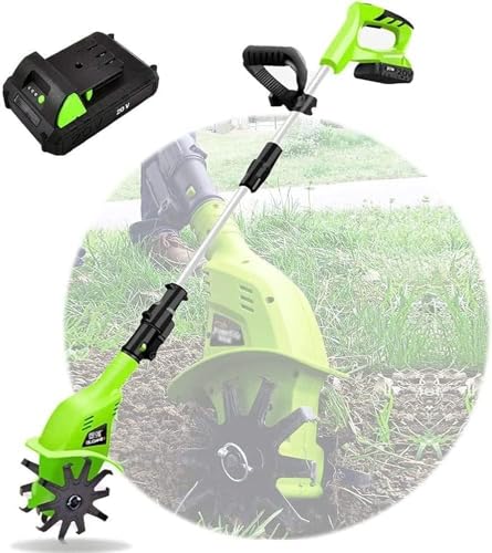LXXW Electric Tiller Electric Garden Rotavator, Garden Tiller 20V Cordless, Power Weeder/Cultivator,Working Depth 25cm, Garden Tiller Cultivator Electric Cultivator