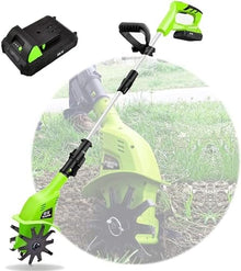 LXXW Electric Tiller Electric Garden Rotavator, Garden Tiller 20V Cordless, Power Weeder/Cultivator,Working Depth 25cm, Garden Tiller Cultivator Electric Cultivator