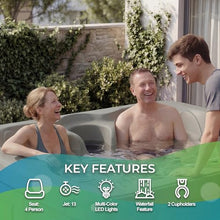 Lifesmart 4-Person Plug & Play 13-Jet Hot Tub Spa, Thermal Cover and Steps