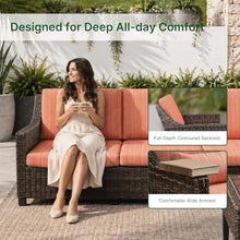 Varmoza Outdoor Wicker Patio Loveseat, 2-Seat Sofa with Deep Seating