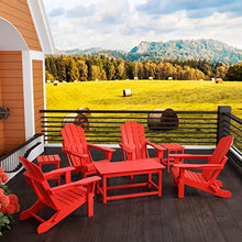 WO Home Furniture HDPE Adirondack Chairs Tables Set of 7 PCS Poly Outdoor Coffee Square Side End Tables UV/Weather Resistant for Patio, Balcony, Backyard, Porch, Garden, Lawn (Red)