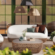 Jennifer Taylor Home Willow 40.5" Oval Woven Patio Coffee Table, Golden Brown Wicker