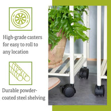 Gardener's Supply Company Oslo 4-Tier Grow Light Plant Stand | Elegant Metal Shelf with 4 LED Fixtures Included, Foldable Shelves & Wheels for Indoor Houseplants Flowers & Succulents