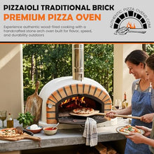 Authentic Pizza Ovens Pizzaioli Traditional Brick Premium Wood-Fired Pizza Oven, Handmade in Portugal, Triple-Insulated, Drop-Down Door, Viewing Window, Thermometer & Baking Dish Included