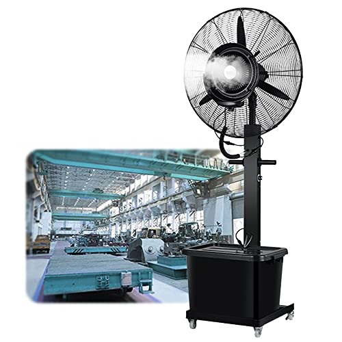 ZTKECO 25”/29” Pedestal Misting Fan for Garden Patio, 90° Oscillation Outdoor Fan Misters for Cooling with 42L Water Tank, Black(25in,Fixed)