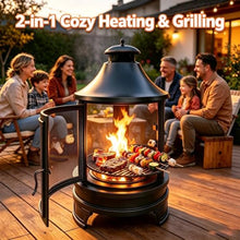 Outdoor Fireplace for Patio with 360° Sparks Screen, Smoke Deflector, Anti-Rust Chiminea, Quick Assembly, Removable Ash Pan, for Garden, Bonfire, Camping