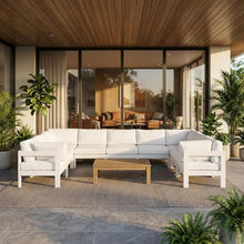 Outdoor Escape White Fabric Outdoor Patio Modular Sectional, Cushioned Seating, Durable Frame, Contemporary Style, Suitable for Outdoor Living Spaces