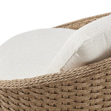 Kobalt Natural Metal Outdoor Swivel Lounge Chair with Boucle White Cushions