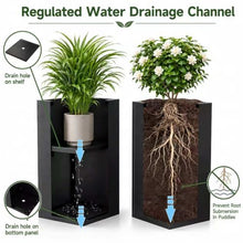 NicBex Tall Metal Square Planters Box Set of 6-24" H x 12" W Slim Black