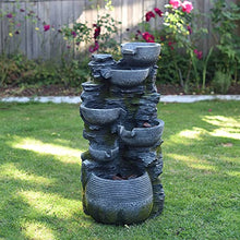 Litedeer Homes Cascading Stone Water Fountain with LED Lights 40-Inch Gray