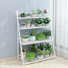 ZOCWJK Plant Shelf Indoor Plant Stand 4 Tier Foldable Corner Shelf Rack Simple and Fresh Flowerpot Stand Multifunctional Flower Stand,White-70cm