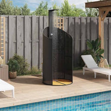 Outdoor Shower 39.4x39.4x95.1 Inches Poly Rattan Acacia Wood Black