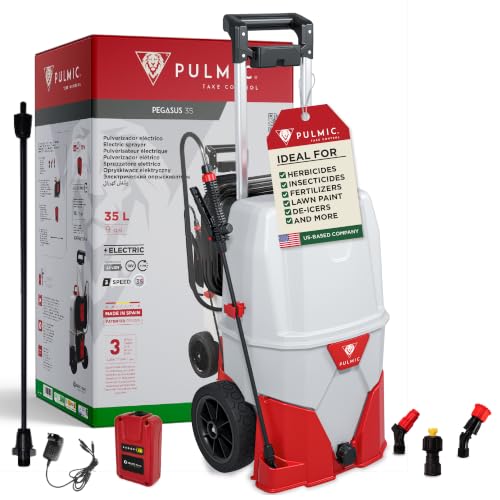 PULMIC Battery Powered Cart Sprayer, 9.25 Gallon, 18V Removable Lithium