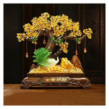 Office desk decor Crystal Wealth Tree Feng Shui Decoration, Imitation Jade Four Seasons Fortune Jade Cabbage Ornament, Lucky Money Toad Crystal Tree, Home Decor Desk Decoration Desk decorations(Large)