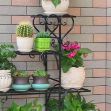 Plant Stand Indoor Outdoor Metal 5 Tier Flower Pot Holder Display Vertical Shelves Creative Plant Shelf Wrought Iron Corner Planter Rack Multiple Organizer For Garden Patio Balcony Display Rack