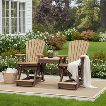 Outdoor Escape Brown Double Balcony Height Glider, 2-Seater with Center Table, All-Weather HDPE Outdoor Furniture