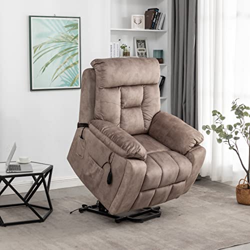 FANYE Electric Power Lift Recliner Chair with Massage and Heat Light Brown
