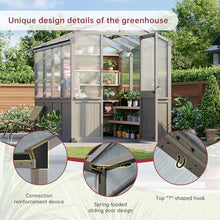 Nordivale 6x8 FT Outdoor Wooden Greenhouse with Automatic Roof Vent, Sturdy Polycarbonate Panels & Lockable Door, Professional Walk-in Greenhouse for Vegetables & Plants