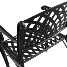 Oakland Living Modern Ornate Outdoor Mesh Aluminum 59-in Round Patio Dining Set with Lazy Susan and Six Chairs Black