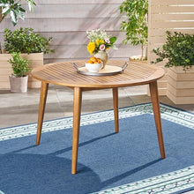 Merax Outdoor Patio Furniture Acacia Wood Round Dining Table, Water Resistant Finish Modern for Garden Kitchen Room, Teak