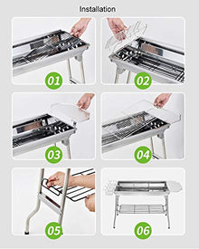 Outdoor Stainless Steel Charcoal Grill Barbecue Tool Portable Free Installation Handle Folding BBQ Cooking Grid for Park