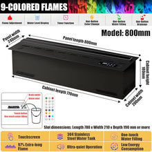 3D Water Vapor Fireplace, Atomized Fireplace with 9 Adjustable Flame Colors and 5 Brightness Levels, Stainless Steel Humidifier, Touch/App/Remote Control 80cm