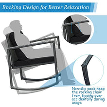 3PCS Patio Rattan Furniture Set Rocking Chairs Cushioned Sofa Black Rocking Chair