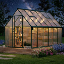 Garvee 8 x 12 ft Outdoor Polycarbonate Greenhouse Kit, Heavy Duty Greenhouse with Reinforced Aluminum Frame, Adjustable Roof Vent, Lockable Door & Quick-Connect Assembly