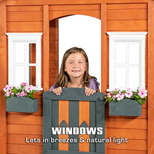 Sportspower Woodbridge Wooden Outdoor Playhouse with Flower Boxes Red