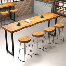 HUAIPU Rustic Style Rectangular Bar Table with Iron Frame, Wooden Pub Table for Living Room, Bar Industrial Bar Table and Garden Party,180 * 45 * 105