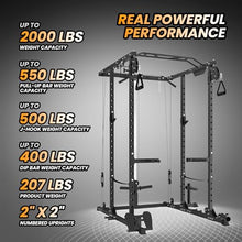 Flarhetoric Power Cage 2000 Lbs Squat Rack with Cable System & LAT Pull Down, Black