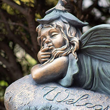 Zaer Ltd. Large Magnesium Fairy Statues for Outdoor Use (Lying Fairy Fern)