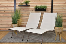 Vivere Clearwater 6 Position Aluminum Stackable Lounger Set with Wheels, Made with Premium Durable Outdoor Fabric - 265 Lb Capacity (Pearl)