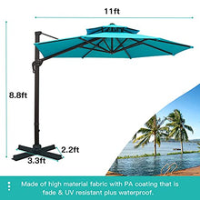 Sunnyglade 11FT Double Top Cantilever Patio Umbrella Deluxe Offset Blue