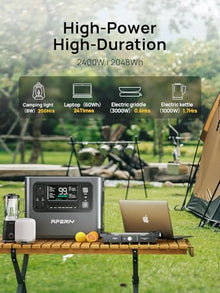 AFERIY Portable Power Station AF-P210 2048Wh | 2400W with 400W Solar Panel,AC Output with 120V,2400W,Solar Generator for Home Use,Outdoor Camping,Power Outage, Camping,Emergencies