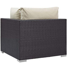 Modern Outdoor Patio Lounge Sofa, Chair and Coffee Table Fire Pit Set, Fabric Rattan Wicker, Beige