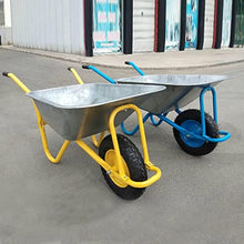 Etlegor Galvanized Wheelbarrow, Dump Cart Garden Cart Material Debris Hauler Pneumatic Tires Perfect for Transporting Sand, Dirt, Garden Waste (Color : Blue, Size : 130x30x58cm)