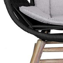 Armen Living Fanny Outdoor Patio Rocking Chair in Light Eucalyptus Wood and Charcoal Rope