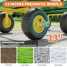 Yard Cart 1400 LBS Capacity, 10" Pneumatic Tires & Convertible Flatbed, Heavy Duty Steel Garden Utility Wagon for Lawn, Farm, Construction, Hauling Soil, Mulch, Firewood