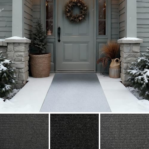 iCustomRug Spartan Weather Warrior Duty Indoor/Outdoor Utility Ribbed in 3ft,4ft,6ft Widths 70 Custom Sizes with Natural Non-Slip Rubber Backing 4'X72' in Grey