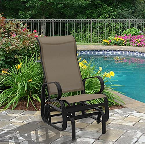 Patio Glider Armchair Metal Rocking Arm Chair Swing Garden Porch Rocker Seat