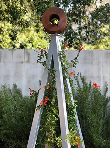 Modern Bird Feeder with Obelisk Trellis Regular (Zinc) - Terra Trellis
