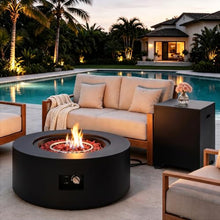 Shintenchi 30" Propane Fire Pit Table with Tank Storage, Black
