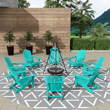 WestinTrends Malibu Outdoor Folding Poly Adirondack Chair Set of 8 Turquoise