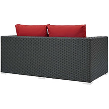 Modway Sojourn Wicker Rattan Outdoor Patio Loveseat Canvas Red