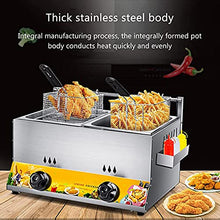 EliteBloom Commercial Gas Fryer,Stainless Steel Fat Fryer,with Basket and Lid,Freestanding Temperature Control,for Restaurant Home Fries Chip,6L+6L,6L+6L